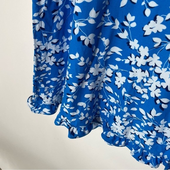 Draper James Sleeveless Floral Ruffle Bottom Dress Blue White Size Small / Med - Picture 6 of 9